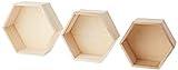 Artemio 14001892 - Juego de 3 estantes hexagonales para Decorar, Madera, Beige, 30 x 26,5 x 10 cm
