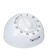 Taylor Temporizador de Cocina, Alarma Giratoria Mecánica Tradicional de Cuenta Atrás para Cocinar u Hornear, 60 Minutos, Blanco