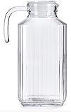 TIENDA EURASIA Jarra de Agua de Cristal - Diseño Moderno con Tapa - Capacidad para 1,8 Litros - Ideal para el hueco de la Nevera