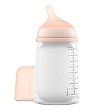Suavinex, Biberón Anticólico Zero Zero, con Tetina de Flujo Medio (M) de Silicona, para bebés +3 Meses, compatible Lactancia Materna, 270 ml