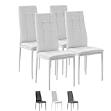 Set de 4 sillas Comedor Chelsea tapizadas Blanco, certificada por la SGS, 42 cm (Ancho) x 51 cm (Profundo) x 97 cm (Alto)