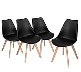 Home Heavenly - Pack de 4 sillas Comedor, Silla diseño nórdico con Asiento Acolchado, TULIPA en Blanco o Gris (Negro)