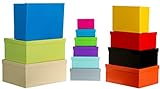 Brandsseller Caja de regalo de cartón con tapa – Caja de cartón estable – Juego de 13 en tamaño descendente – Mezcla de colores aleatorios.