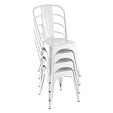 Amazon Basics - Sillas de comedor de metal, juego de 4 sillas, color blanco