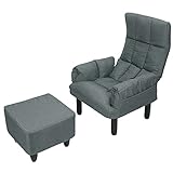 Wakects Sillón relax reclinable con reposapiés, sillón con respaldo reclinable, cojín suave y cómodo, silla para casa, dormitorio (gris)