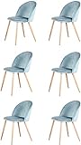 Symylife Juego de 6 sillas de Comedor, cómodos sillones de Terciopelo con Patas de Metal Estilo Madera, Verde, Adecuado para Sala de Estar y habitación de Invitados