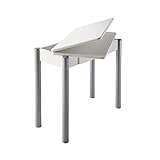 Mesa de Cocina - Modelo RIBETA - Color Blanco/Plata - Material MDF/Metal - Medidas 80 x 40/80 x 78 cm