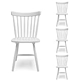 Homely – Pack de 4 sillas de Comedor o Cocina de diseño Colonial Vintage Vicky Fabricadas en Madera y MDF en Color Blanco, de 50x52,5x86 cm, Altura del Asiento 44,5 cm