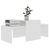 Dioche Juego de mesas de salón modernas, mesas de café modulares en forma rectangular, mesa de té central para salón, casa, oficina, blanco brillante