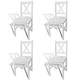 4 sillas blancas de comedor hechas de madera de pino