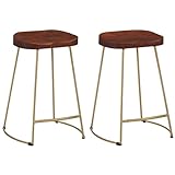 LEDAMP Muebles, sillas, mesa, taburetes de bar Gavin, 2 unidades, 47 x 40 x 63 cm, mango de madera maciza, taburetes de bar