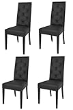 Tommychairs - Set 4 sillas Chantal para cocina, comedor, bar y restaurante, solida estructura en madera de haya y asiento tapizado en polipiel negro