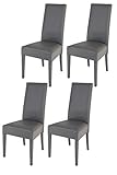 Tommychairs - Set 4 sillas Luisa para Cocina, Comedor, Bar y Restaurante, solida Estructura en Madera de Haya y Asiento tapizado en Polipiel Gris Oscuro