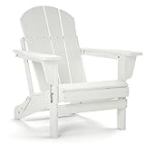 TORVA HDPE Silla Plegable Adirondack Resistente a la Intemperie, sillón reclinable para jardín al Aire Libre con reposabrazos Anchos y Respaldo Inclinado (Blanco)