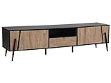 Mueble TV color madera clara y negro 177 con 2 armarios 1 balda 1 cajón espacio para cables estilo moderno Blackpool