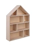 Rayher Estantería en forma casa, 30x43x8 cm, expositor de madera, personalizable, 64507505