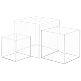 BELLE VOUS Cajas de Metacrilato Transparente (Pack de 3) Cubos 3 Tamaños Distintos - Vitrina Expositora para Colecciones – Organizar/Proteger del Polvo – Figuras de Acción, Miniaturas, Juguetes