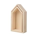 Casas de madera Rayher con estructura, certificadas FSC, juego de 2, 17x9x4 cm + 15x7x4 cm, marco de madera, beige, 62695000