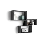MOBILI FIVER, Set de 3 estantes de Pared rectangulares Giuditta, Color Madera Negra, Aglomerado y Melamina, Made in Italy