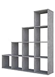 Polini Home estante para escalera estante escalonado separador de ambientes gris hormigón 10 compartimentos