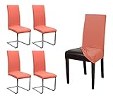 BEAUTEX Juego de 4 Fundas para sillas de Jersey, Funda elástica elástica de algodón bielástica, Color Seleccionable, Flamenco