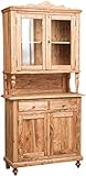 Biscottini Vitrina de madera maciza natural 238 x 107 x 43 cm | Aparador madera o despensa cocina | Decoración Shabby Chic casa | Mueble de cocina vintage