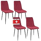 Albatros Silla de Comedor Garda, Set de 4 sillas, Rojo, certificadas por la SGS