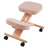 CASART Silla ergonómica para rodillas con estructura de madera ajustable, silla ortopédica para casa, oficina o casa, color beige