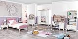 TUTTOCAMERETTE.IT - Habitación completa para niñas y niñas estilo Luis XVI rosa incluye cama, colchón, mesita de noche, armario, escritorio, tocador con espejo, estantería, alfombra - [LVT]