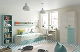 Dormitorio Completo para Habitación Juvenil o Infantil en Color Verde y Blanco con un Somier Incluido