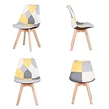 INJOY LIFE - Juego de 4 sillas de comedor modernas con patas de madera maciza y asiento acolchado suave para cocina, sala de estar, oficina, color amarillo