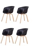 Herbalady Silla de comedor de 4 piezas, silla de cocina con respaldo, sillas laterales escandinavas, patas de haya de plástico para restaurante (4, negro, grande)
