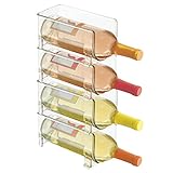 mDesign Soporte para Botellas de Vino apilable – Botellero para vinos con Capacidad para 4 Botellas – El Accesorio de Cocina imprescindible – Transparente