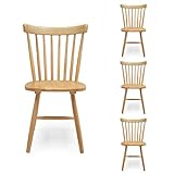 Homely – Pack de 4 sillas de Comedor o Cocina de diseño Colonial Vintage Vicky Fabricadas en Madera y MDF en Color Madera Natural, de 50x52,5x86 cm, Altura del Asiento 44,5 cm