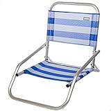 Aktive 53953 - Silla baja de playa, Silla plegable, 47x63x53 cm, altura del asiento 10 cm, 100 kg, Silla fija, aluminio y textileno, color azul y blanco, Aktive Beach