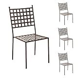 Set de 4 sillas de jardín apilables Cartago de Hierro Marrones de 49x61x90 cm