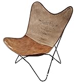 Butterfly Relax Chair, diseño vintage con marco de metal, acabado en leather, con diseño de mariposa, 80 x 76 x 90 cm (Fabrique Special Stamp)