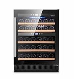 BODEGA43-40 Vinoteca integrable - Refrigerador de vino independiente con 2 zonas, 5-20 ºC, 130 litros, 40 botellas, 5 estantes, muy poca vibración, en negro