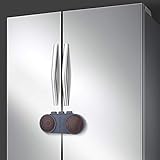 EUDEMON Cerradura de puerta de refrigerador francés, cerradura de refrigerador segura para niños, para refrigeradores o gabinetes de puertas dobles o múltiples, fácil de instalar (Azul)