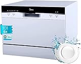Midea Lavavajillas Pequeño Blanco 55 cm para 6 servicios - Lavavajillas Compacto y Portatil sin Instalación - Lavaplatos con Programa Eco Ahorro, Filtro Antibacterias y Programación Horaria