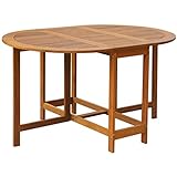 Mesa de jardín de madera maciza de acacia, mesa plegable de comedor exterior, 130 x 90 x 72 cm