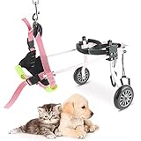 Anmas Power Silla de ruedas para perros rosa para patas traseras de aluminio de 2 ruedas para mascotas, carrito de rehabilitación ajustable para gatos y perros