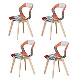 Sweethome - Juego de 4 piezas de sillas de comedor originales y modernas, tapizadas para Kithcen Living Office Cafe (rojo naranja y gris)