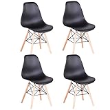 Pack 4 sillas de Comedor Silla diseño nórdico Retro Estilo (4 sillas-Negro)