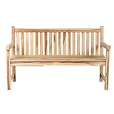 Ambientehome Banco de tres asientos de madera de teca, banco de jardín de madera de teca con bandeja, aproximadamente 150 cm de ancho