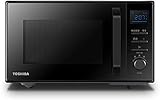 Toshiba MW2-AC25T(BK) 4-en-1 horno microondas Grill combinado con convención, 25 L, 10 menús fáciles, cavidad esmaltada, memoria posición plana giratoria, 1100 W Grill, 2100 W convención, negro