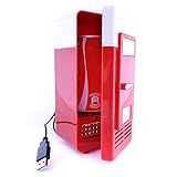 REY Mini Nevera USB Refrigerador Calentador Pequeño Frigorífico para Lata Color Rojo/Blanco