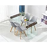 Mesa de diseño Selena, Multiusos, Madera, Cristal Templado con Acabado Transparente, 200x90 cms