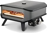 Cizze 90349 - Horno de gas para pizza con termómetro, portátil, piedra para pizza hasta 400 grados, regulable con 34 x 34 cm, piedra para pizza portátil, terraza, balcón