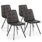 VS Venta-stock Set de 4 sillas Comedor Mila tapizadas Gris Oscuro, certificada por la SGS, 58 cm (Ancho) x 45 cm (Profundo) x 86 cm (Alto)